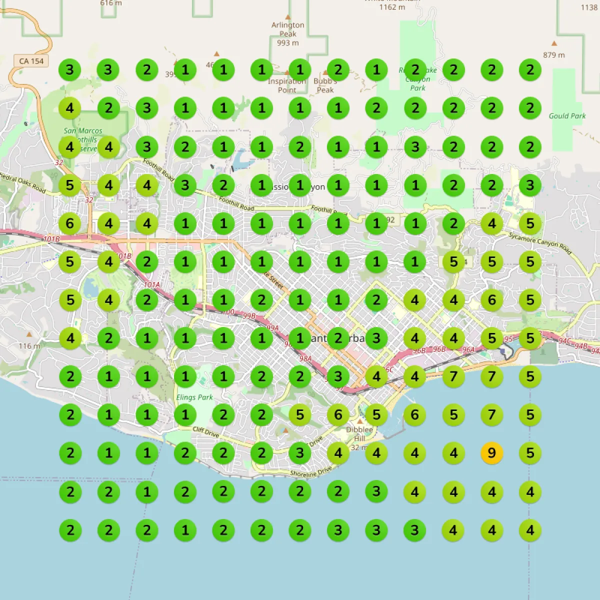 Geo-grid map ranking after, mostly top five